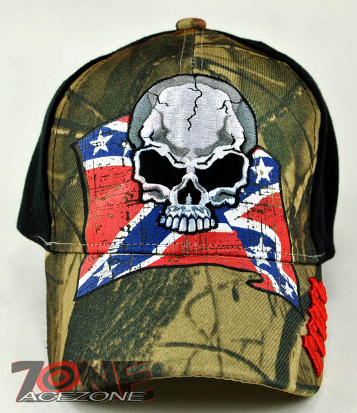 NEW! REBEL PRIDE SKULL CAP HAT CAMO BLACK