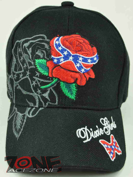 NEW! REBEL PRIDE ROSE DIXIE GIRL CAP HAT BLACK