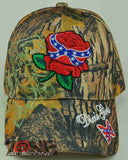 NEW! REBEL PRIDE ROSE DIXIE GIRL CAP HAT CAMO