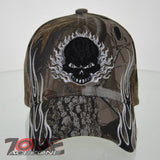 WHOLESALE NEW! SIDE FLAME SKULL CAP HAT D CAMO