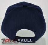 WHOLESALE NEW! SIDE FLAME SKULL CAP HAT NAVY