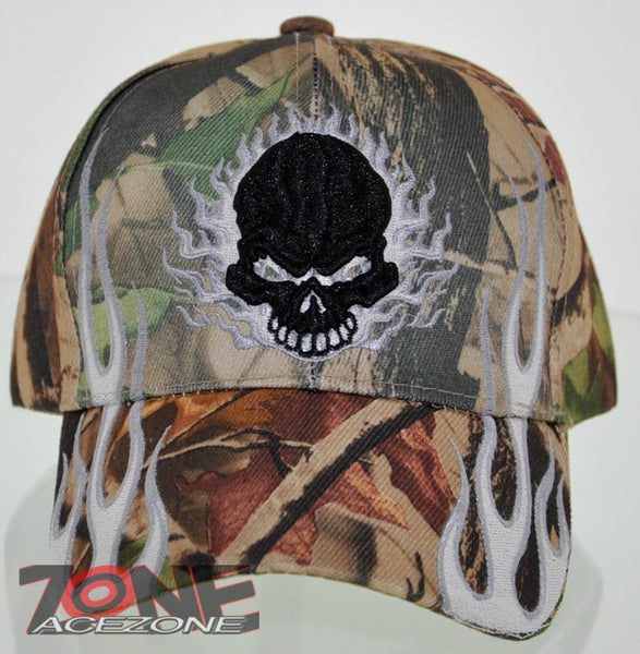WHOLESALE NEW! SIDE WHITE FLAME SKULL CAP HAT CAMO
