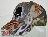 WHOLESALE NEW! SIDE WHITE FLAME SKULL CAP HAT CAMO