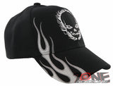 NEW! SIDE FLAME SKULL FLAME CAP HAT BLACK