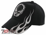 NEW! SIDE FLAME SKULL FLAME CAP HAT BLACK