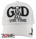 GOD IS GOOD ALL THE TIME I LOVE JESUS CHRISTIAN BALL CAP HAT WHITE