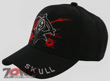 NEW! GRIM REAPER DEATH SKULL BALL CAP HAT BLACK