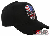 NEW! AMERICAN FLAG SKULL BALL CAP HAT BLACK
