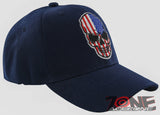 NEW! AMERICAN FLAG SKULL BALL CAP HAT NAVY