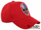NEW! AMERICAN FLAG SKULL BALL CAP HAT RED