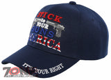 NEW! STICK TO YOUR GUNS AMERICA IT'S YOUR RIGHT FLAG CAP HAT NAVY