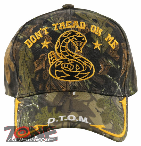 DON'T TREAD ON ME SNAKE SIDE LINE D.T.O.M. BALL CAP HAT GREEN FOREST CAMO