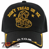DON'T TREAD ON ME SNAKE SIDE LINE D.T.O.M. BALL CAP HAT BLACK