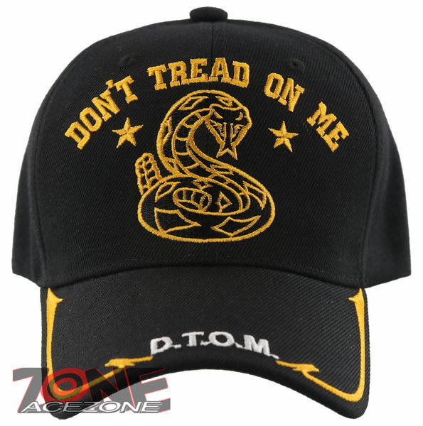 DON'T TREAD ON ME SNAKE SIDE LINE D.T.O.M. BALL CAP HAT BLACK