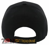 DON'T TREAD ON ME SNAKE SIDE LINE D.T.O.M. BALL CAP HAT BLACK