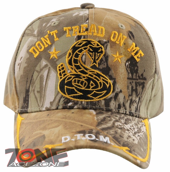 DON'T TREAD ON ME SNAKE SIDE LINE D.T.O.M. BALL CAP HAT SAND FOREST CAMO