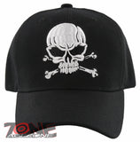 NEW! BIG PIRATE SKULL BALL CAP HAT BLACK