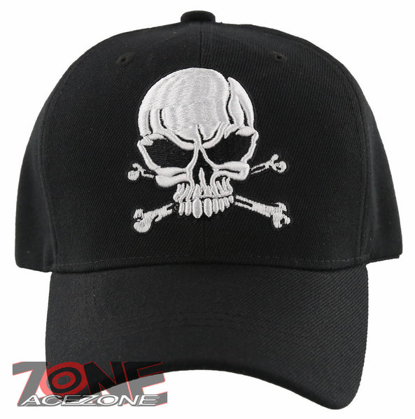 NEW! BIG PIRATE SKULL BALL CAP HAT BLACK