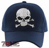 NEW! BIG PIRATE SKULL BALL CAP HAT NAVY