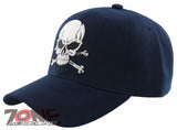 NEW! BIG PIRATE SKULL BALL CAP HAT NAVY