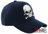 NEW! BIG PIRATE SKULL BALL CAP HAT NAVY