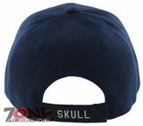 NEW! BIG PIRATE SKULL BALL CAP HAT NAVY