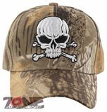 NEW! BIG PIRATE SKULL BALL CAP HAT FOREST SAND CAMO