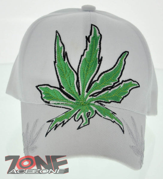 NEW! BIG MARIGUANA POT CAP HAT WHITE