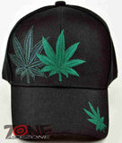 NEW! MARIJUANA WEED LEAF CANNABIS POT BALL CAP HAT BLACK
