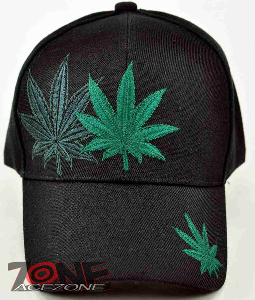 NEW! MARIJUANA WEED LEAF CANNABIS POT BALL CAP HAT BLACK