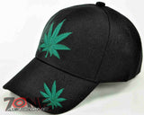 NEW! MARIJUANA WEED LEAF CANNABIS POT BALL CAP HAT BLACK
