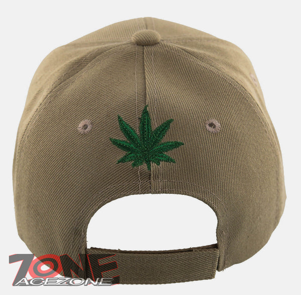 NEW! MARIJUANA WEED LEAF CANNABIS POT BALL CAP HAT TAN NEW! MARIJUANA WEED LEAF CANNABIS POT BALL CAP HAT TAN