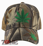 NEW! MARIJUANA WEED LEAF CANNABIS POT BALL CAP HAT FOREST CAMO