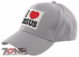 NEW! I LOVE JESUS CHRISTIAN BASEBALL CAP HAT GRAY