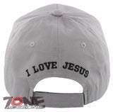 NEW! I LOVE JESUS CHRISTIAN BASEBALL CAP HAT GRAY