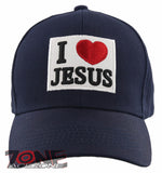 NEW! I LOVE JESUS CHRISTIAN BASEBALL CAP HAT NAVY
