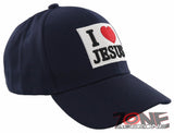 NEW! I LOVE JESUS CHRISTIAN BASEBALL CAP HAT NAVY