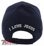 NEW! I LOVE JESUS CHRISTIAN BASEBALL CAP HAT NAVY