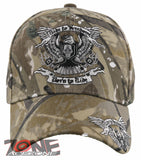 NEW! RIDE TO FREEDOM BORN TO RIDE MOTO EAGLE SKULL BALL CAP HAT CAMO
