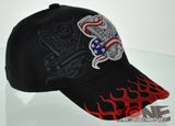 NEW! AMERICAN FLAG MOTO CHOPPERS ENGINE FLAME BIKER CAP HAT BLACK