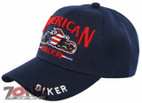 NEW! AMERICAN BIKER FLAG MOTO CHOPPERS ENGINE FLAME CAP HAT NAVY