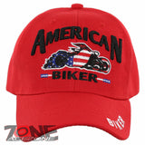 NEW! AMERICAN BIKER FLAG MOTO CHOPPERS ENGINE FLAME CAP HAT RED