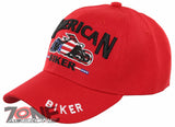 NEW! AMERICAN BIKER FLAG MOTO CHOPPERS ENGINE FLAME CAP HAT RED