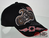 NEW! MOTO CHOPPERS BIKER SKULL WING FEAR NO EVIL CAP HAT BLACK