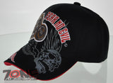 NEW! MOTO CHOPPERS BIKER SKULL WING FEAR NO EVIL CAP HAT BLACK