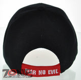 NEW! MOTO CHOPPERS BIKER SKULL WING FEAR NO EVIL CAP HAT BLACK