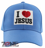 NEW! I LOVE JESUS CHRISTIAN BASEBALL CAP HAT SKY BLUE
