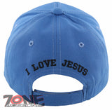 NEW! I LOVE JESUS CHRISTIAN BASEBALL CAP HAT SKY BLUE