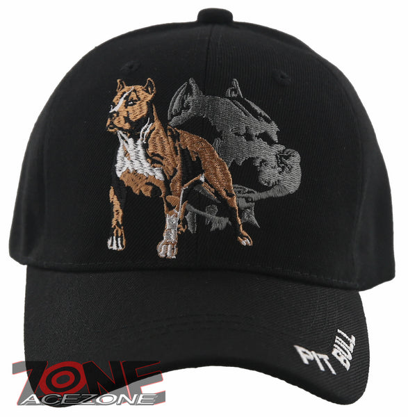NEW! DOG PITBULL SHADOW BALL CAP HAT BLACK