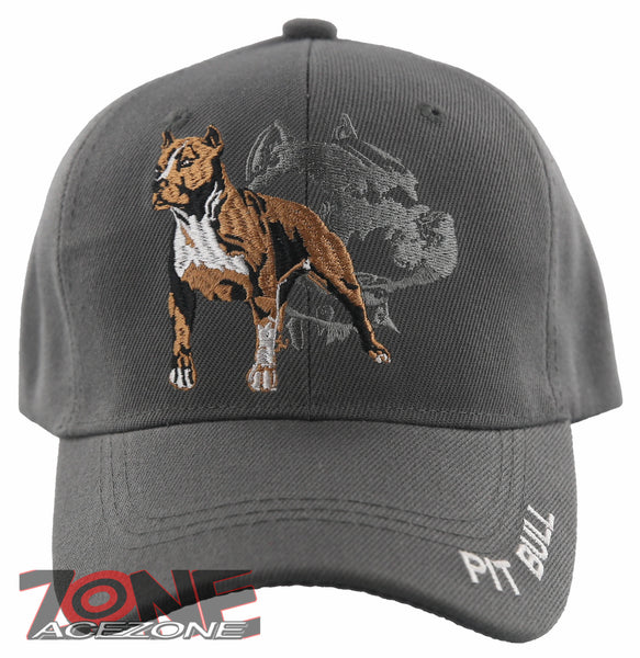 NEW! DOG PITBULL SHADOW BALL CAP HAT GRAY